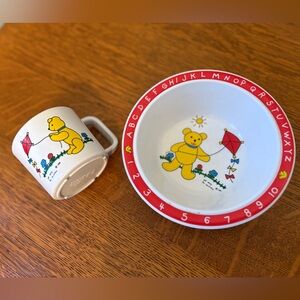 1985 Bears at Play Melamine Bowl & Cup Selandia Designs Pat Wong Vintage Child